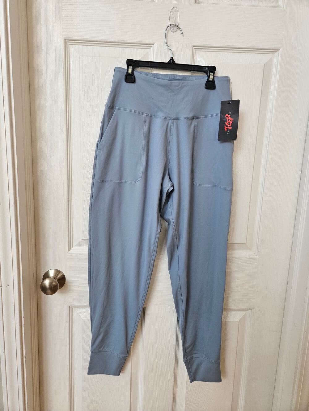 The Gym People Womens Small High Waisted Jogger Leggings Blue Pockets NWT